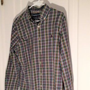 Men's Ralph Lauren Plaid Oxford Shirt Size Medium